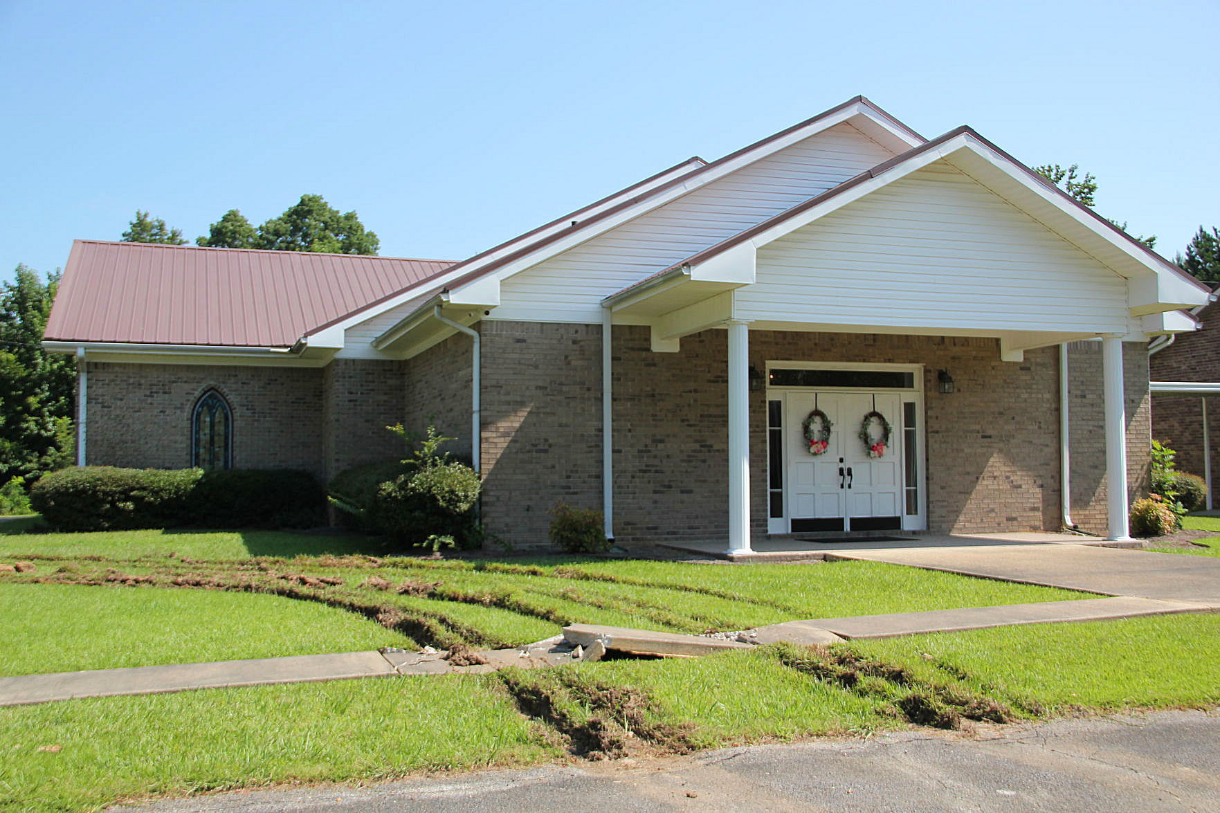 Church grounds damaged
